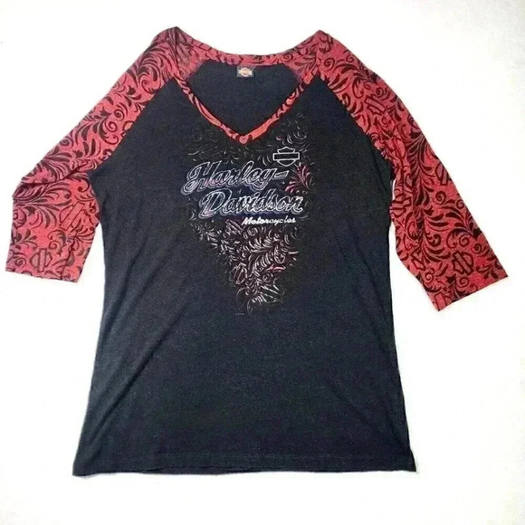 Harley-Davidson Tops - Harley-Davidson Women's Tee 3/4 Sleeves w/Burnout Logo Large Barnett El Paso, TX